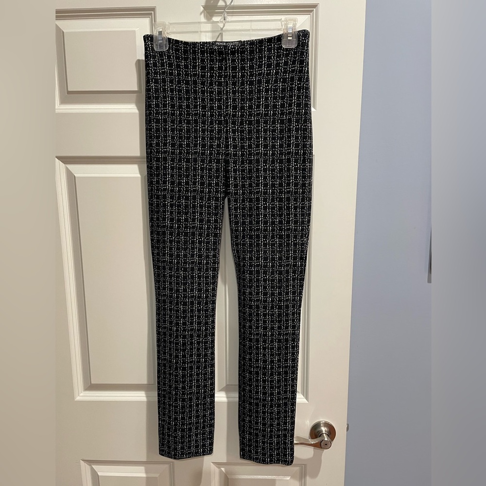 Peace of Cloth Straight Leg Pants, Size 2 Window Pain, Black and White